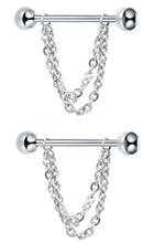 Load image into Gallery viewer, 14G Nipple Barbell w/ Hanging Double Chain
