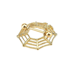 14G Nipple Shield Gold Spider Web