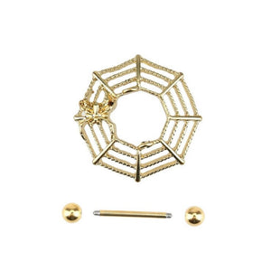 14G Nipple Shield Gold Spider Web