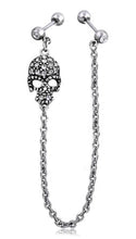 Load image into Gallery viewer, 16G Double Barbell w/ Chain &amp; Gem Skull
