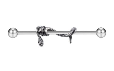 14G Industrial Barbell w/ Snake