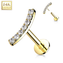 Load image into Gallery viewer, 14k Gold Threadless Flat Back w/ CZ Gems (16g)
