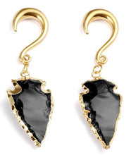 Load image into Gallery viewer, Carved Black Stone w/ Gold Hooks
