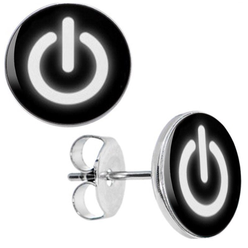 Power Button (White) Earrings