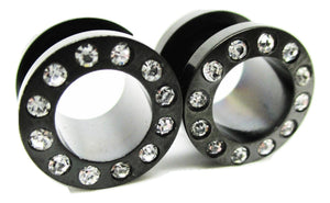 Black Stainless Steel Diamond Ear Plugs