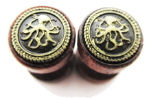 Load image into Gallery viewer, Wood Fake Gauge w/ Octopus Metal Emblem Earrings
