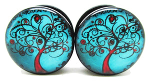 Blue & Red Tree of Life Ear Plugs