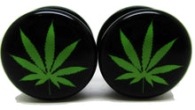 Load image into Gallery viewer, Green &amp; Black Pot Leaf Ear Plugs
