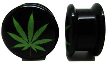 Load image into Gallery viewer, Green &amp; Black Pot Leaf Ear Plugs
