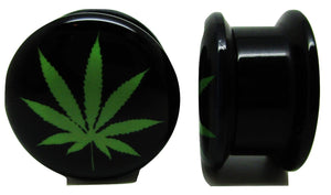 Green & Black Pot Leaf Ear Plugs