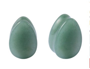 Oval Green Jade Stone Ear Plugs