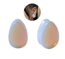 Load image into Gallery viewer, Oval Pearlescent Stone Ear Plugs
