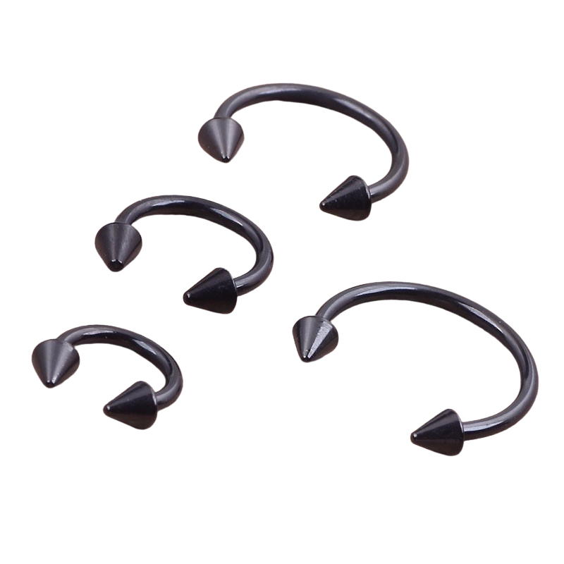 16G Black Steel Hoop w/ Spike Ends (4 sizes)